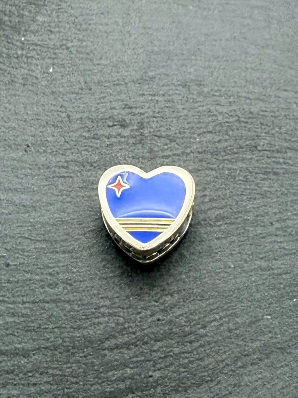 Pandora Aruba Flag Heart Charm Sterling Silver Jewelry